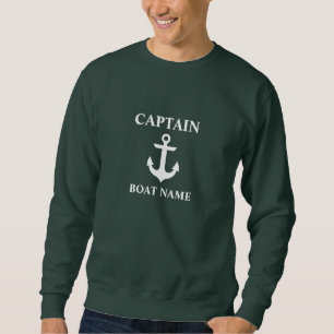 Grönten för sjökapten Boat Namn Anchor Lång Ärmad Tröja
