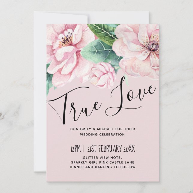 Grönten för söt Rosa Blommigt  Löv Bröllop budget (Framsida)