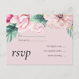 Grönten för söt Rosa Blommigt Löv Bröllop budget Inbjudan Vykort