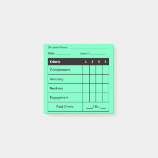 Grönten för underklassarbete för undervisningslära post-it block