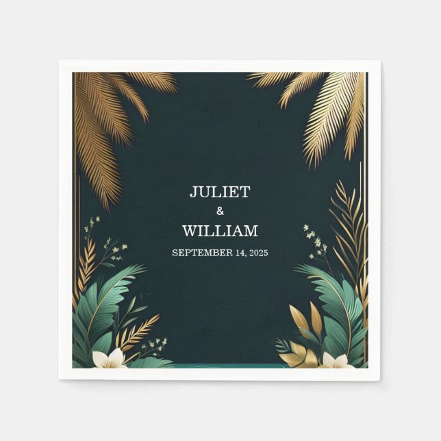 Grönten för utandningsäck i Handflatan och Bröllop Pappersservett (Framsidan)