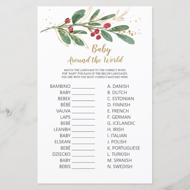 Grönten för Värld runt-spel i baby och Guld-lövnin (Framsida)