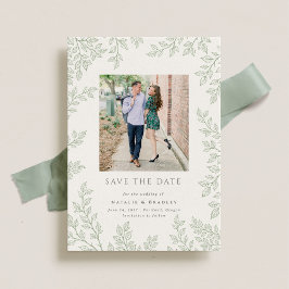 Grönten Forest Grove Sage Photo Save Date Inbjudningar