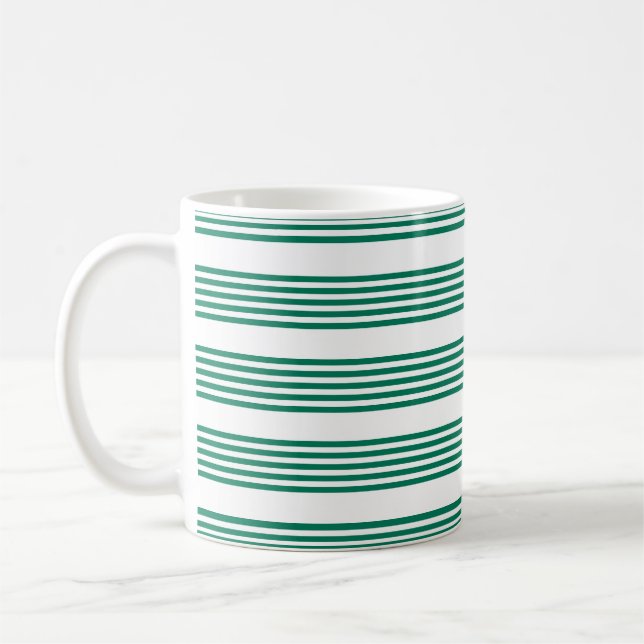 Grönten Forest och vit fem rand mönster Kaffemugg (Vänster)