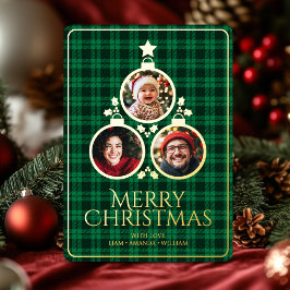 Grönten Foto för Julmodern Tartan Plaid-familjen