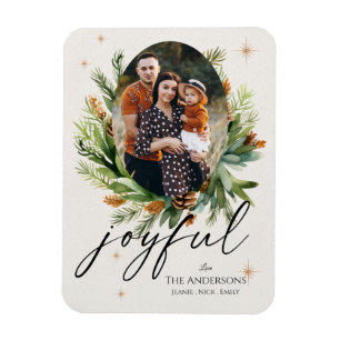 Grönten Foton i flera familjer Löv Glatt jul Magnet