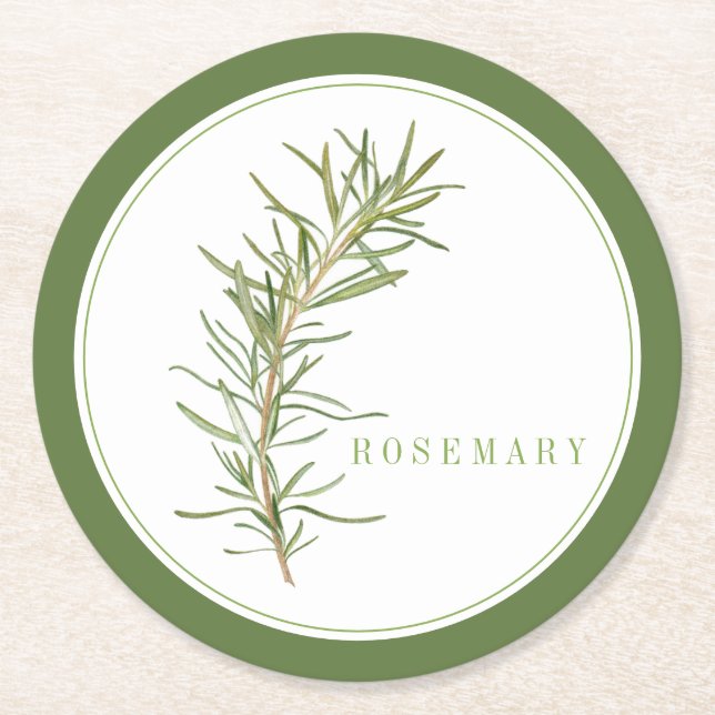 GRÖNTEN FRESH ROSEMARY Round Papper Underlägg (+te Rund (Framsidan)