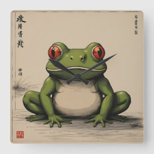 Grönten Frog Fyrkantig Klocka