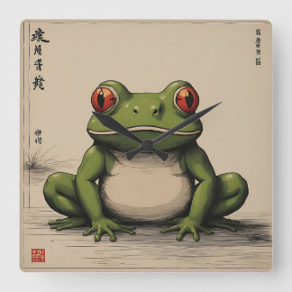 Grönten Frog Fyrkantig Klocka