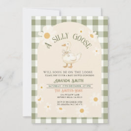 Grönten Gåse Baby Shower för vintage Daisy Inbjudningar