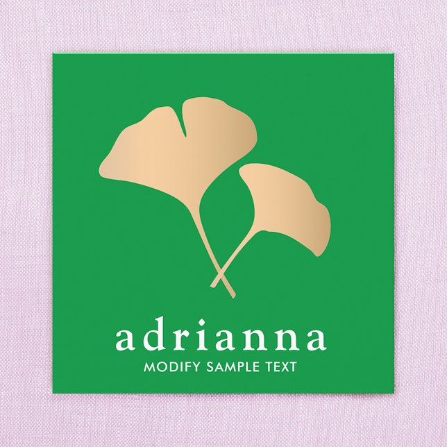 Grönten Ginkgo Löv Guld Fyrkantigt Visitkort (Skapare uppladdad)