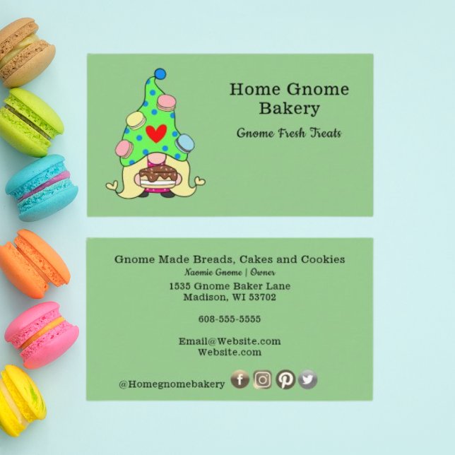 Grönten Gnome Hometown Bakery Pastry Cakes & Treat Visitkort (Skapare uppladdad)