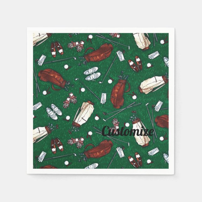 Grönten Golf Mönster Napkins Pappersservett (Framsidan)