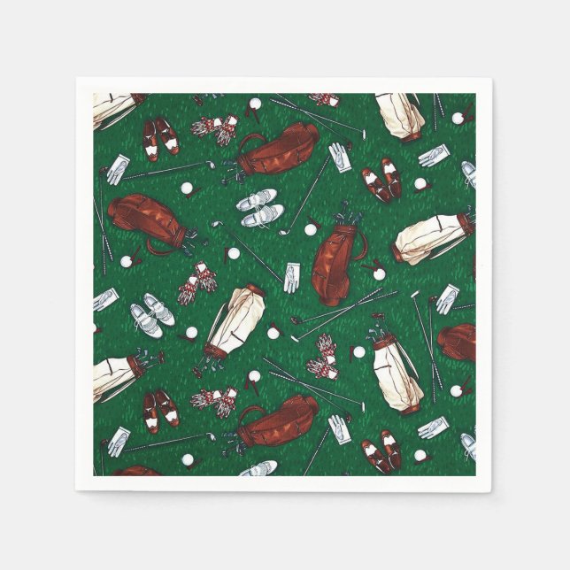 Grönten Golf Mönster Napkins Pappersservett (Framsidan)