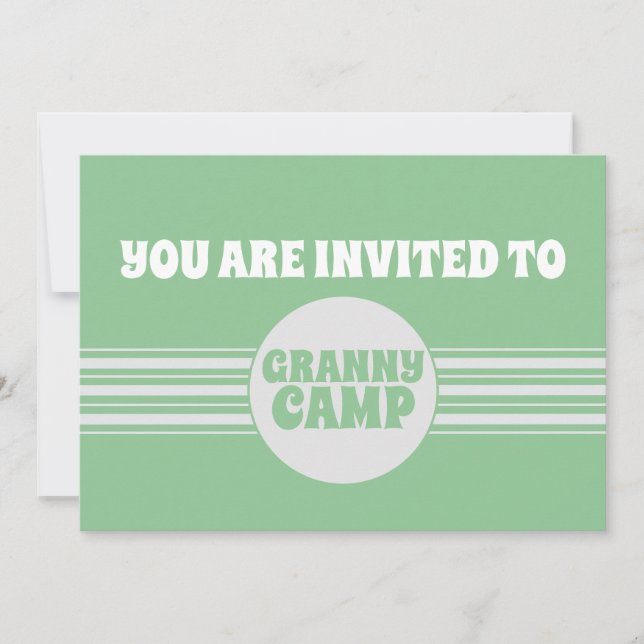 Grönten Granny Camp Retro är stripe Inbjudningar (Framsida)