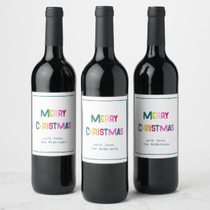 Grönten Gräs i Bright & Glatt God jul Vinflaska Etikett