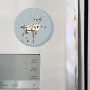 Grönten Gräs vid jul Rustic Hjort Magnet