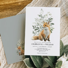 Grönten Greenery Baby Shower för minimalistisk Fox Inbjudningar