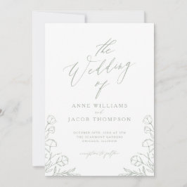 Grönten Greenery Boho Blommigt Bröllop Inbjudningar
