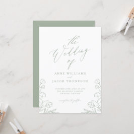 Grönten Greenery Boho Blommigt Bröllop Inbjudningar