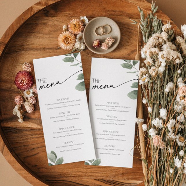 Grönten Grey Eucalyptus Food and Drink Sage Menu (Sage green Eucalyptus Greenery food and drinks menu)