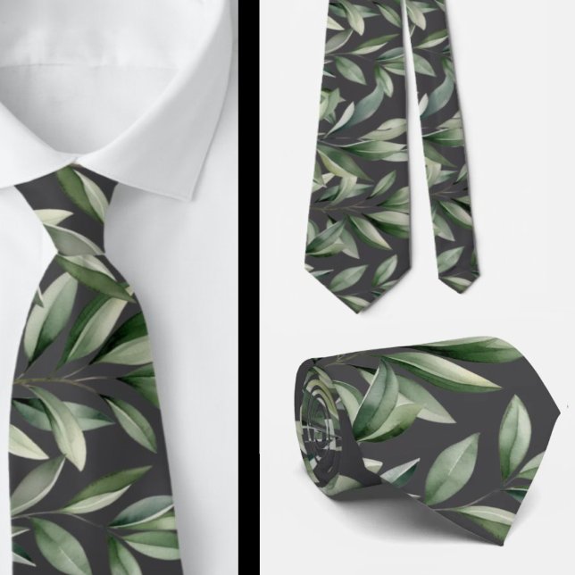 Grönten Grey Löv Nature Botanical Avslappnad Slips (Skapare uppladdad)