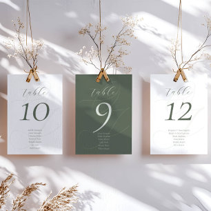 Grönten Guest Namn Bröllop för elegant Sage Bordsnummer