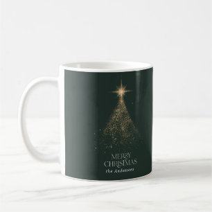 Grönten Guld glitter gnistra , modern julfoto Kaffemugg