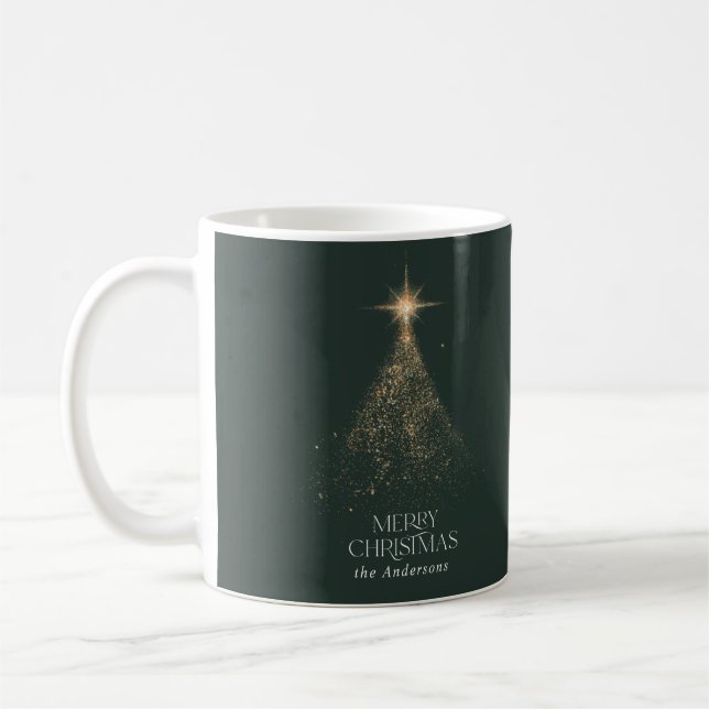 Grönten Guld glitter gnistra , modern julfoto Kaffemugg (Vänster)