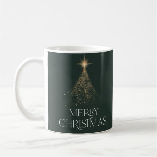grönten Guld glitter gnistra , modern julfoto Kaffemugg