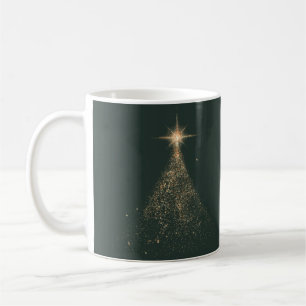Grönten Guld glitter gnistra , modern julfoto Kaffemugg