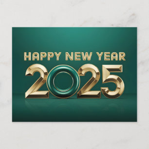 Grönten Guld Gott nytt år 2025 Helg Vykort