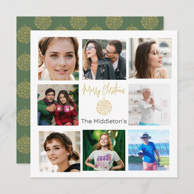 Grönten Guld i julfamiljen Photo Collage Julkort (Fram/baksida)