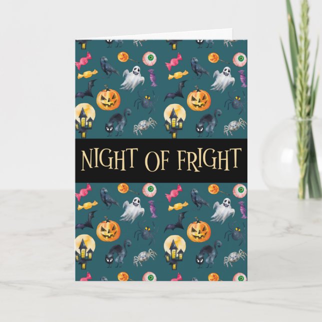 grönten Halloween Mönster Kort (Framsida)