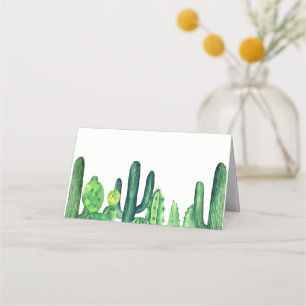 Grönten har ett platskort. Säten Cacti bröllop Placeringskort