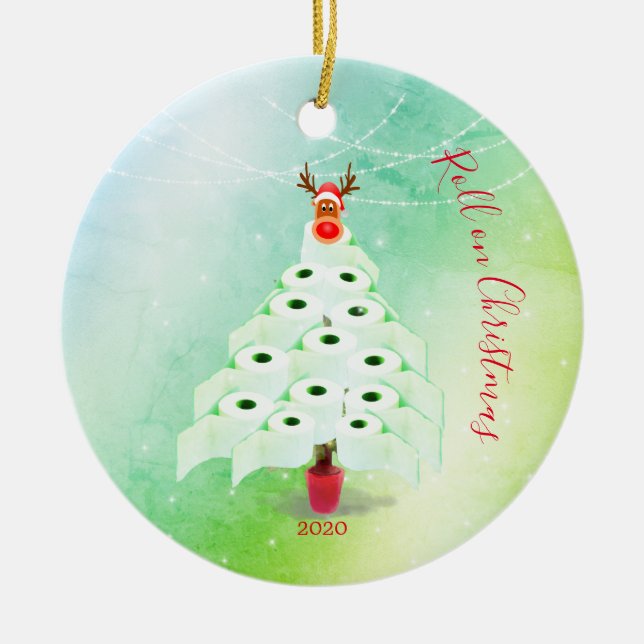 Grönten Helgdag Corona Toilet Träd Ljus Julgransprydnad Keramik (Framsidan)