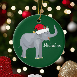 Grönten Helgdag för elefant Jul Cute Anpassningsba Julgransprydnad Keramik