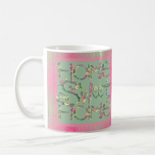 grönten "Home Sweet Home" Blommigt Teckensnitt Kaffemugg