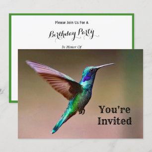 Grönten Hummingbird Foto Birthday Inbjudningar