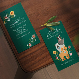 Grönten Hund och kundtjänst för Djuromsorga Blommi Visitkort