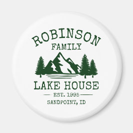 Grönten  i Family Namn Sjö House i Träd Magnet