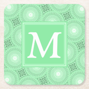 Grönten i Monogram vår mönster Underlägg Papper Kvadrat