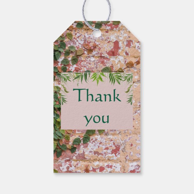 Grönten Ivy Bröllop Presentetikett (Baksidan)