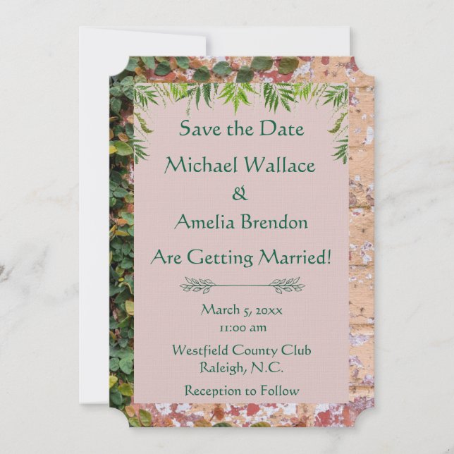 Grönten Ivy Bröllop spara datum Datumet (Framsida)