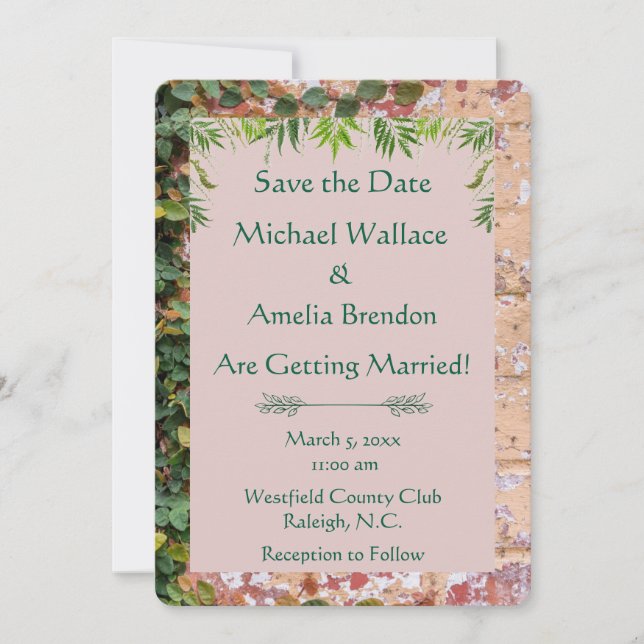 Grönten Ivy Bröllop spara datum Spara Datumet (Framsida)