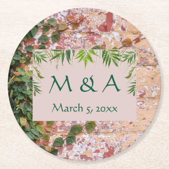 Grönten Ivy Bröllop Underlägg Papper Rund (Framsidan)