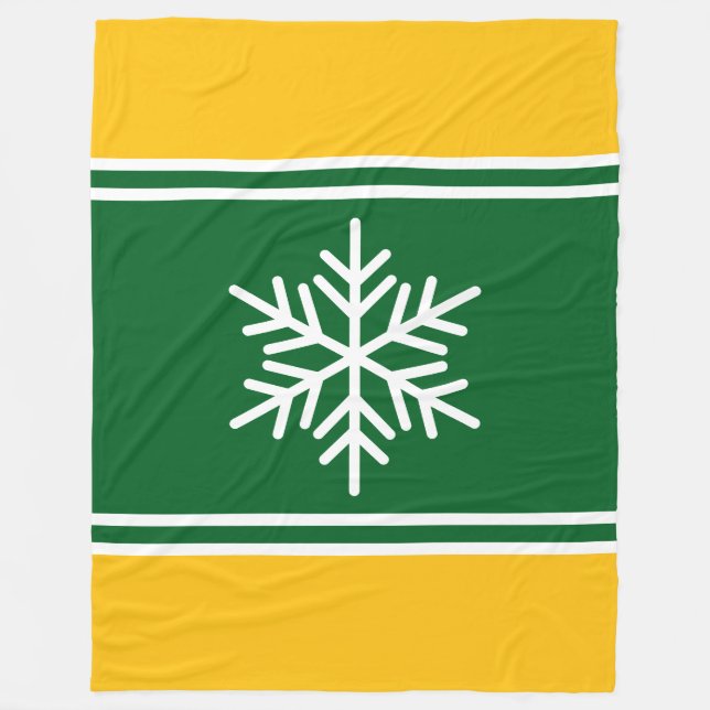 Grönten Jelow Orange White Rand Snowflake Fleecefilt (Framsidan)