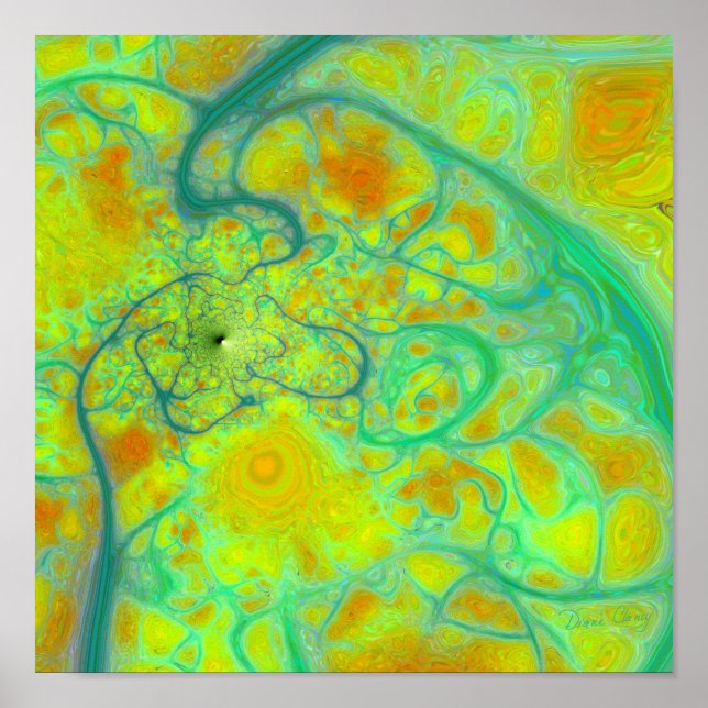 Grönten Jorden - Teal & Guld Tides Poster (Framsidan)