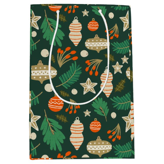 Grönten Jul Baubles och Winter Foliage (Framsidan)