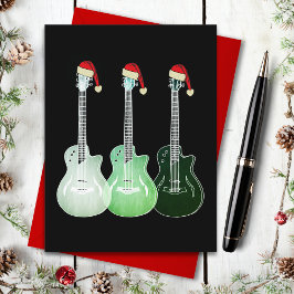 Grönten Jul Guitar Santa Helg Vykort